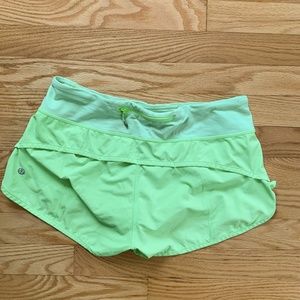 Lululemon Speed Shorts - size 6 - neon green